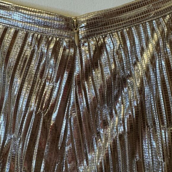 ANTHROPOLOGIE MAEVE Eclat Micro-pleated Metallic Midi Skirt Silver Women’s 8 - Picture 5 of 7